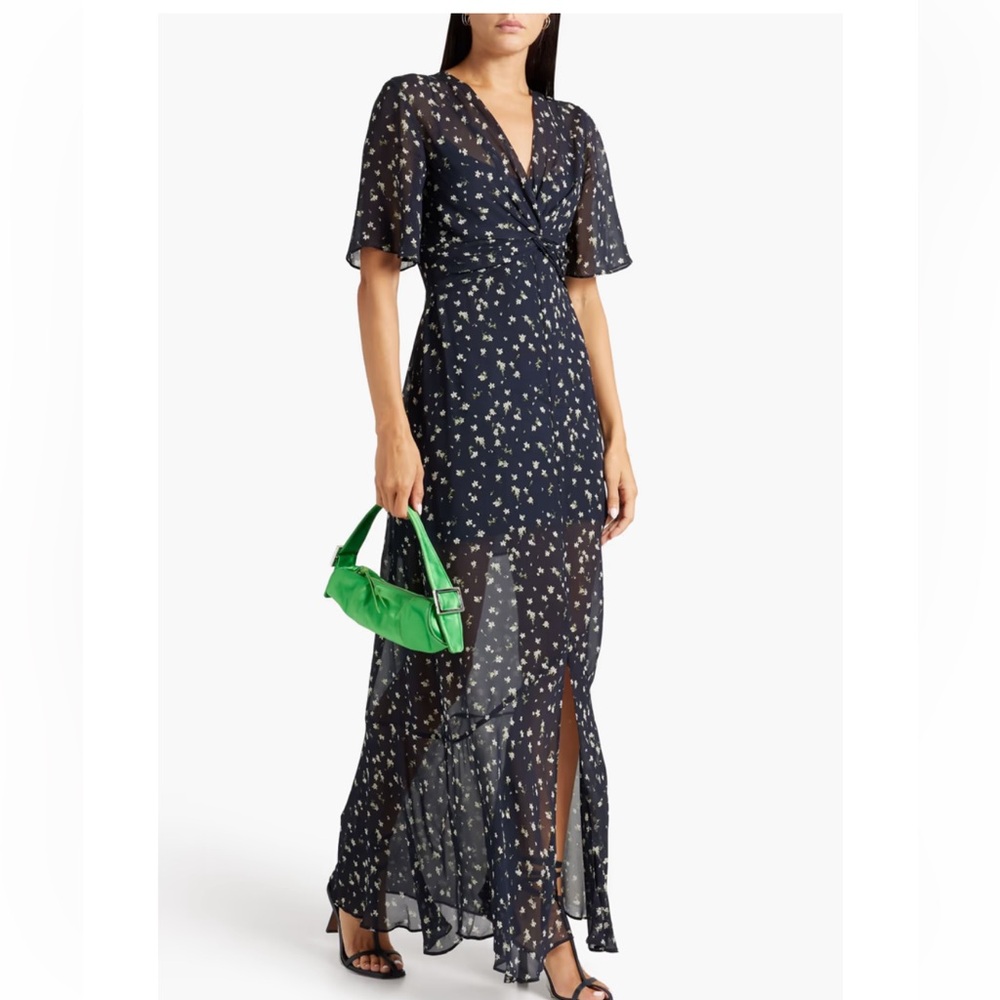 Rag & Bone Tamar Twist Front Floral Print Georgette Maxi Dress